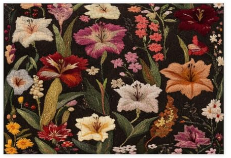 Spring Gladiolus Flower Jigsaw Puzzles for Adults 300 Piece, Knitting Theme Florals Wooden Puzzles, Fun Vintage Pattern Decorations for Home