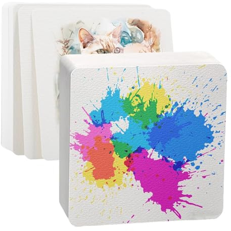 HORREX 50 Blätter Quadratisches Aquarellpapier 300 g/m², Dickes Watercolor Paper, 10 x 10 cm Aquarell Postkarten Blanko, Watercolor Sketchbook für Aquarell, Zeichnen Lettering und Handwerke