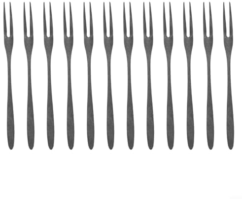Stainless Steel Fruit Fork Set for Dessert, Cake and Salad, Modern Square Handle Cutlery for Home, Party, Camping and Office Use, Dishwasher Safe(12PCS)