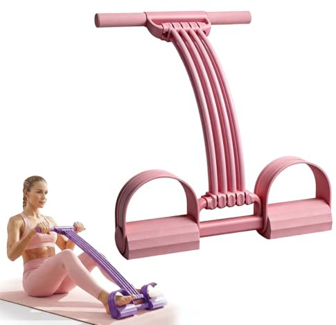8 Röhren Widerstandsbänder mit Griff, 2026 New 3-in-1 Multifunktions Expander, Resistance Bands, Oberschenkeltrainer Fitnessbänder, Ganzkörpertrainer für Zuhause Leg Exerciser für Yoga Fitness (Rosa)