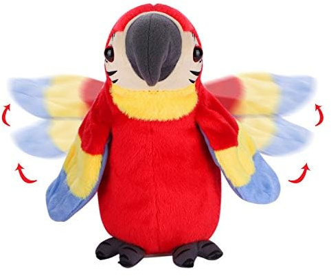 ITODA Perroquet Electronique en Peluche Parlante, Perroquet Répétez Parler Jouet de Simulation de Poupée Agitant des Ailes Jouet Poupée Cadeau Anniversaire Noël