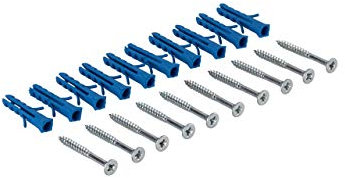 Gedotec Schrauben-Set für gelochte & gebohrte Übergangsprofile und Abschlussprofil aus Aluminium | Schrauben mit Dübel für Boden-Montage | Stahl Silber | 1 Set - Befestigungsmaterial zum Schrauben