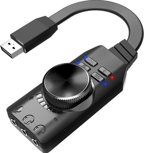 Carte Virtuelle 7.1 De Son Noir Convertisseur USB Adaptateur Externe Audio Stéréo 3,5 Mm pour Casque pour Pc De Bureau pour Ordinateur Portable