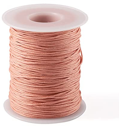 PandaHall Geflochtene Baumwollkordel, 1 mm, gewachste Baumwollschnur für DIY-Schmuckherstellung (Peachpuff) 91,4 m/Rolle