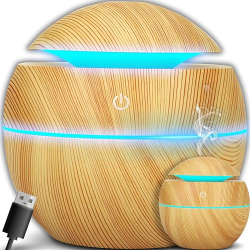 Retoo Diffusore di aromi a ultrasuoni con illuminazione a LED colorata, USB, 150 ml, umidificatore, elettrico per aromaterapia per ufficio, camera da letto, molto silenzioso, Cool Mist