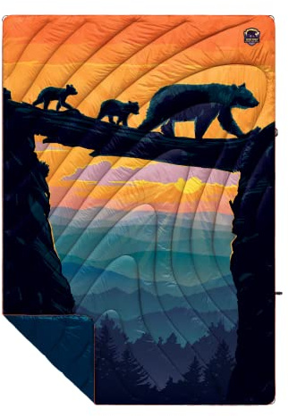 Rumpl Original Puffy Blanket - Warm Puffy Camping Blanket, 100% Recycled Polyester Insulation, Lightweight, Packable, Water-Resistant, Outdoor Puffer Blanket, 52x75, Bear Crossing