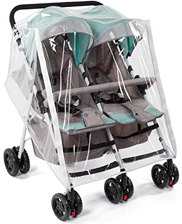 Double Stroller Rain Cover, Waterproof Weather Shield for Side by Side Baby Double Stroller, Twins Stroller Cover for Rain/Wind/Snow/Cold/Dust, Baby Outdoor Accessories