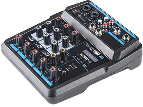 Mixer Audio Compatto 4 Canali Mixer Digitale Audio Professionale Stereo Sound Mixer per Palco USB Interfaccia con FX Reverb/Delay 48 V Alimentazione Mp3 Bluetooth Mixer Karaoke Scheda Audio Live