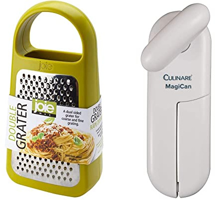 Joie Kitchen Gadgets 30598 Tower Grater, Stainless Steel, Assorted, One Size & Culinare C10015 MagiCan Tin Opener | White | Plastic/Stainless Steel | Manual Can Opener