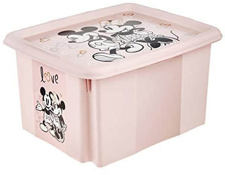 keeeper Minnie Maus Boîte de Rangement avec Couvercle, Pivotante et Empilable, Pour Enfants, 24 L, Karolina, Nordic Pink