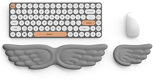 Flügel-Tastatur-Handgelenkauflage, gesamtes Memory-Schaumstoff-Kissen für Handgelenkauflage, ergonomisches, Handballenauflage für Schreibtischdekoration/Studium/Arbeiten, Grau