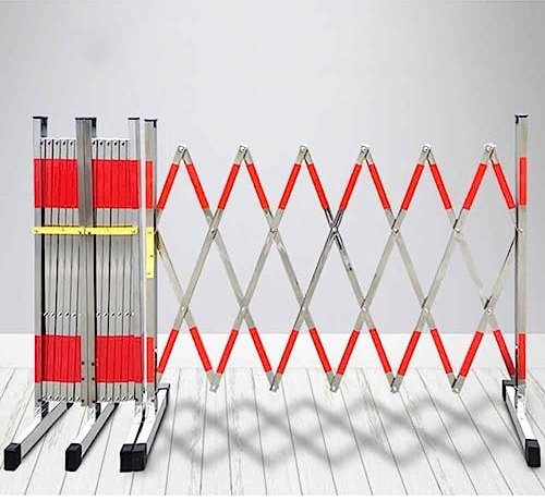 Industrielle, Erweiterbare Metallbarrikade, Teleskopisches Sicherheitstor Mobile Sicherheitsschranke Versenkbarer Verkehrszaun Mobiles Scherentor Für Straßensperrungen, Bauleitplanken ( Farbe : Silver