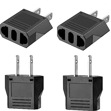 Oliveria Lot de 4 adaptateurs de voyage, adaptateur UE vers USA, prise américaine, prise de voyage UE vers US Allemagne/Europe, convertisseur Amérique/Canada/Mexique pour appareils avec bloc