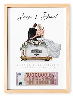 Eure erste Million Geldgeschenk Hochzeit personalisiert fürs Brautpaar | Personalisiert, inkl. Umschlag, Geldverpackung zur Hochzeit, Brautpaar Motiv, Hochzeitsgeschenk, Geschenkidee