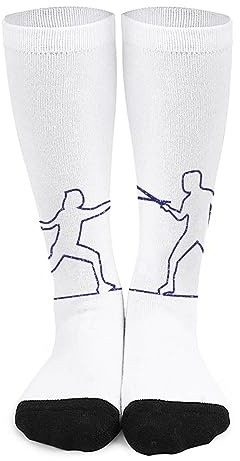 FWJZDSP Fechten bedruckte hohe Strümpfe, lässige Schlauchsocken, farblich passende Socken, athletisches Laufen für Männer und Frauen