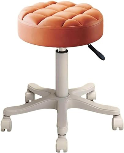 ZJGFCB Runder Rollhocker aus Leder, Arbeitsmassagehocker, Arbeitsstuhl, rollender, höhenverstellbarer Hocker, für Küchenhocker, Salon, Büro, Massagehocker