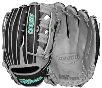 Wilson 2024 A2000 SP13SS Slowpitch Softball-Handschuh, rechte Hand, Schwarz/Grau/Blaugrün