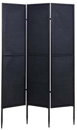 Mendler Garten-Paravent HWC-J14AM Metall 200x121cm - schwarz | Raumteiler, Trennwand, Sichtschutz