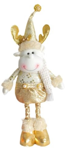 Fenteer Weihnachtsfigur, ausziehbare Stoffpuppe, Andenkensammlung, Weihnachtsschmuck, Spielzeug für den Kaminsims, Elch