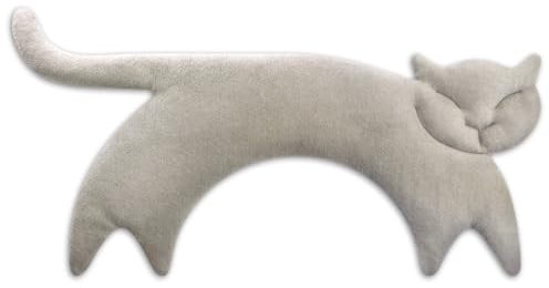 LESCHI XXL Wheat Bag Microwavable (47x23cm) - 100% Organic Cotton and Organic Wheat - Cat Grey - Microwave Pillow - Unscented - Snug Grain Pillow Ideal for Tension in Back - Neck and Shoulders