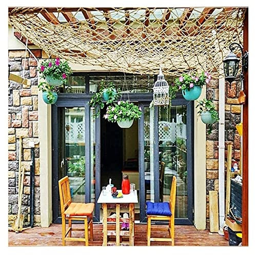 Kindersicherheitsnetz, robustes Teich, natürliche, dicke Jute-Schnur, Dekorationen, Netz, Fallschutz, Kletternetz, 15 cm, Netz, Sicherheitsnetz für Kinder, Outdoor-Spielbereich, langlebiges