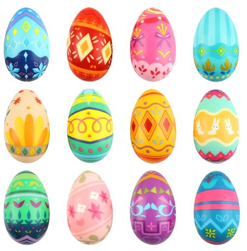XIMEY Ostereier 12 Stück Ostern Geschenke Kinder, Anti Stress Bälle, Ostergeschenke Kinder, Ostereier Stressball, Antistressball Kinder Erwachsene, Geschenke Ostern, Mitgebsel Ostern Kinder-B