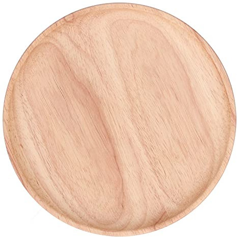 Holz-Serviertablett, Speiseteller, rundes Tee-Serviertablett, Obst-Snack-Tablett, Lebensmittelaufbewahrungsplatte, for Frühstück im Bett, Kaffee, Teetischdekoration, Party(20cm)