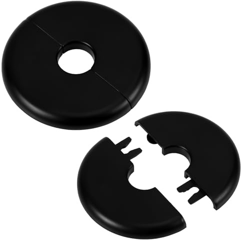 2stk Wandflansche, Runde ABS Rosetten Sanitär Abdeckplatten für 23mm Durchmesser Zubehör für Wasserhahn Dekoration (Schwarz)