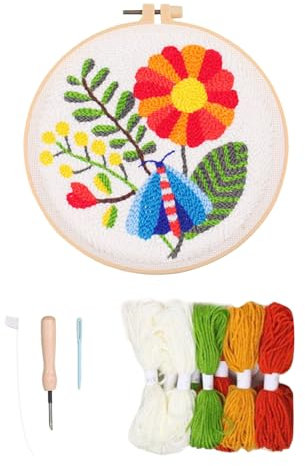 Hsrag Beginner Punch Needle Kits for Adults Beginners with Pattern, DIY with English Tutorial Drawing