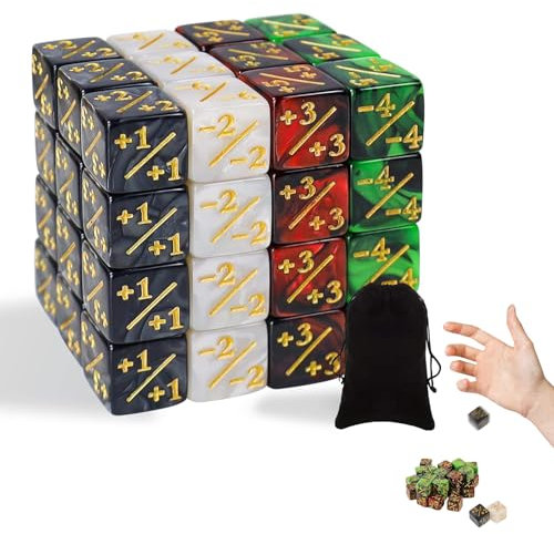 48 Stück MTG Würfel, Magic Würfel Zähler, Magic The Gathering Würfelset, D6 Würfelzähler, Geeignet für Kartenspiele, Familientreffen, Kneipen(Grün, Rot, Weiß, Schwarz)
