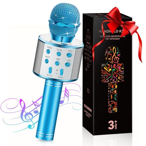 GeschenPark Karaoke Mikrofon, Microphone Spielzeug ab 3-11 Jahren, Geschenk Mädchen 3-9 Jahre, Bluetooth Mikrofon Jungen Kinder Spielzeug Kindertag Weihnachten Geschenk Kinder