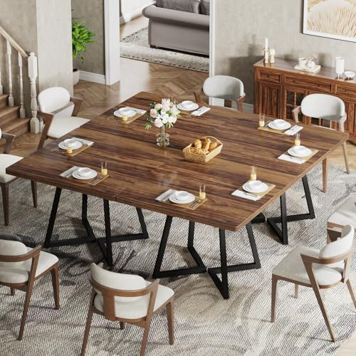 Tribesigns Quadratischer Esstisch, 31,5 (80 cm) Industrieller Esstisch mit Metallbasis, Küchentisch für Esszimmer, kleiner Raum, Wohnung, Rustikales Braun & Schwarz (4 Stück)