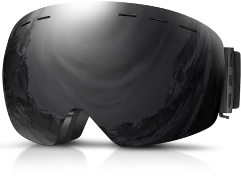 DADA-PRO Ski Goggles Men Women Snowboard Goggles Over Glasses OTG Anti Fog Snow Goggles Frameless 100% UV Protection (Black)