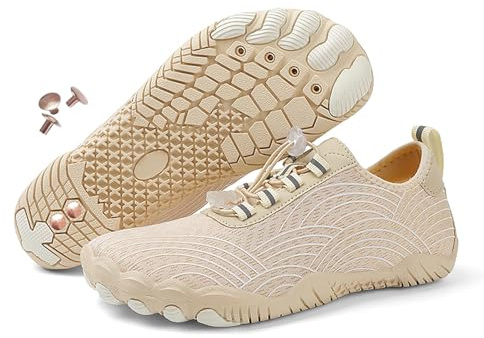 Grounding Shoes with Copper, Hike Barefoot for Women Men Neuropathy, Hike Barefoot Shoes with Copper, Comfortable, Non-slip and Lightweight (B Apricot, Adult, Women, 8, Numeric, US Footwear Size System, Medium)