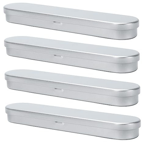 SAFIGLE 4pcs Metal Tin Box for Pens Square Box Sponge for Stationery Storage and Organization