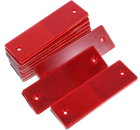 TOPBATHY Réflecteurs Adhésifs Rectangulaires Rouges en Plastique Imperméable 12pcs Installation Autocollante Facile pour Camion et Remorque pour Sécurité Nocturne