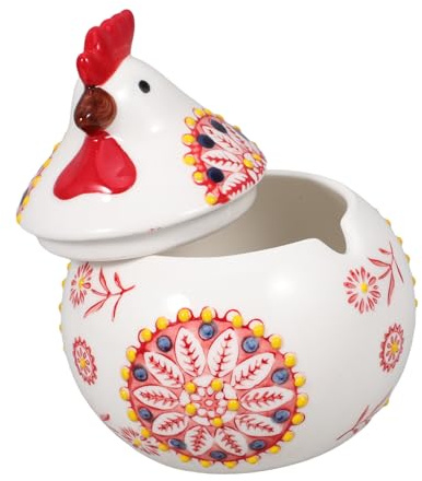Hemobllo Tarro de especias tarros de galletas de cerámica taza de tarro de pollo antiguo tarro de cerámica de pascua cocina de pollo azucarero de ceramica con tapa tazón de pollo con tapa