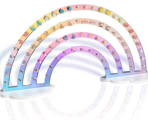 Orivin Portaorecchini in acrilico, espositore per gioielli con design a nuvola arcobaleno, organizer per orecchini e collane.