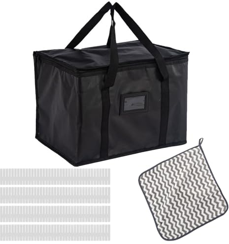 HXSYKJDM Delivery Bag 40L with Divider & Cloth - Insulated Food Delivery Cooler Bag for Riders, Large Capacity Thermal Bag with Partition for Deliveroo, Just Eat