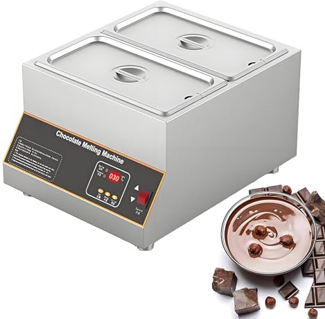 DPLWJPP Commercial Chocolate Melting Pot Chocolate Tempering Machine Electric Chocolate Melter Melting Machine Chocolate Fountain Machine Heater Digital Control,2cylinders