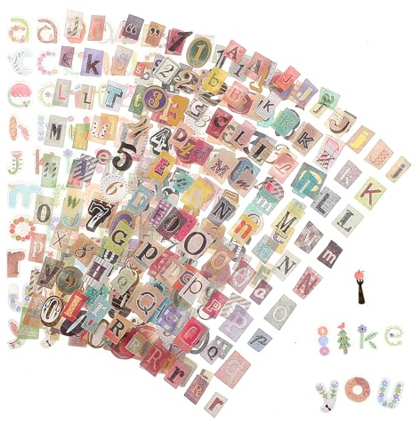 6 Sheet Vintage Scrapbook Stickers Alphabet Stickers Cute Letter Sticker for Scrapbooking Self Adhesive Scrapbook Letters Number Art Sticker Scrapbooks Decals Supplies for Notebook Door Water Bottle