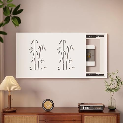 Couvercle De Panneau Électrique Mural, Armoire De Couverture De Boîte À Fusibles, PVC Cache Tableau Electrique Decoratif, pour la Décoration Murale d'un Hôtel DIY(White 1,50 * 40cm/19.7 * 15.7in)