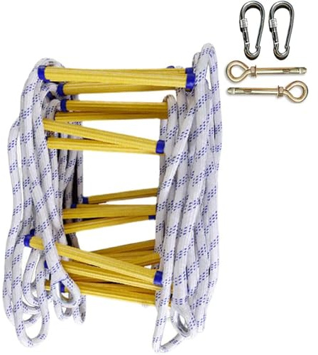 Emergency Fire Escape Rope Ladder, Portable & Reusable, Flame Resistant Safety Ladder, Weight Capacity Up to 2000 Pounds