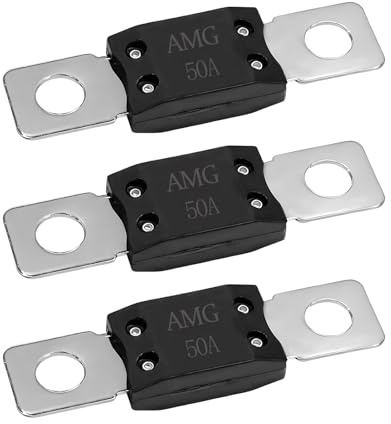 Sbulhia 3 PCS 50A MEGA Fuse, Copper Alloy High Current Bolt-on Automotive Fuses, Stud Mount AMG Fuse for Cars Trucks Caravans Boats Construction Vehicles, Car Accessories