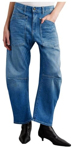 Pantalones Vaqueros Mujer Rectos Pantalon Vaquero Jeans Mujer Retro Deconstrucción con Bolsillos Curvados De Cintura Alta para Moda Única