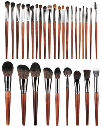 Makeupborstset 30 sminkvinklade konturborstar supermjuk professionell (brun)