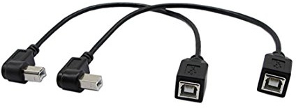 CERRXIAN 9 Inch USB2.0 B Cable Combo USB2.0 B Left Angle & Right Angle Male to USB 2.0 B Female Data Sync Cable (1 Pair）