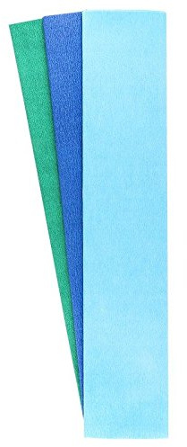 Crepe Paper 50 cm x 200 cm paket med 3 himmelsblå, blå, aquagrün