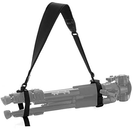 Runshuangyu Camera Tripod Monopod Strap for Manfrotto BENRO Tripod, Adjustable & Quick-Release Neoprene Shoulder Neck Sling Carrying Belt - Black