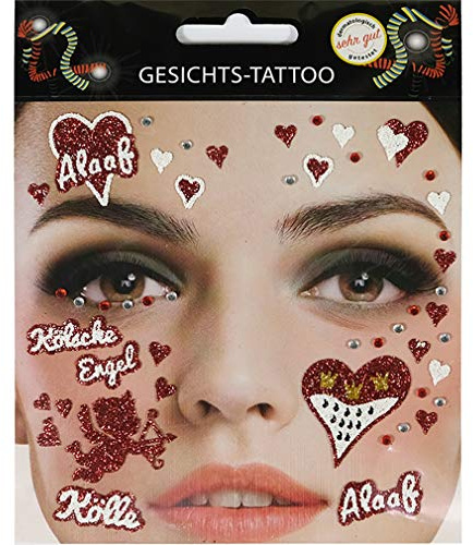 Gesichts-Tattoo für echte Fans des Kölner Karnevals (Kölsche Engel)